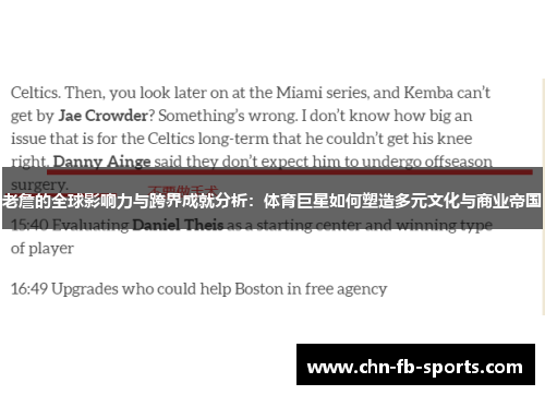 老詹的全球影响力与跨界成就分析：体育巨星如何塑造多元文化与商业帝国